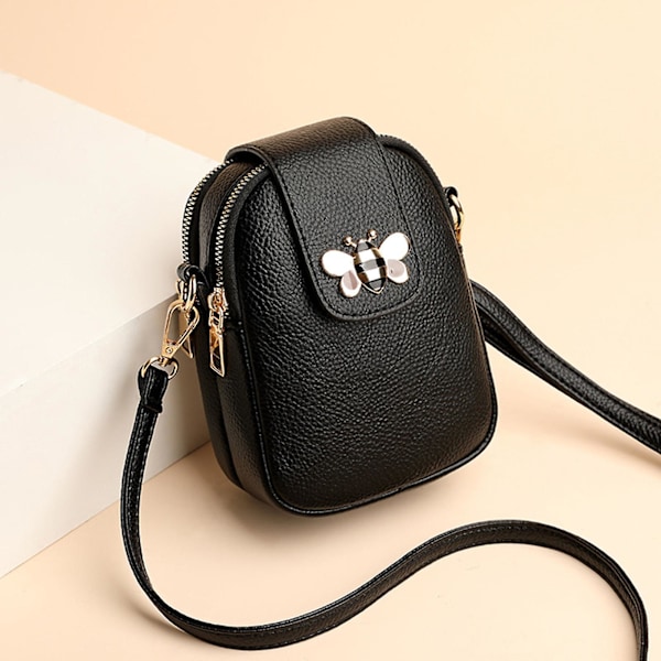 Dam Allround Crossbody-väska Mode Mobiltelefonväska Läder Crossbody-väska Gåva Black