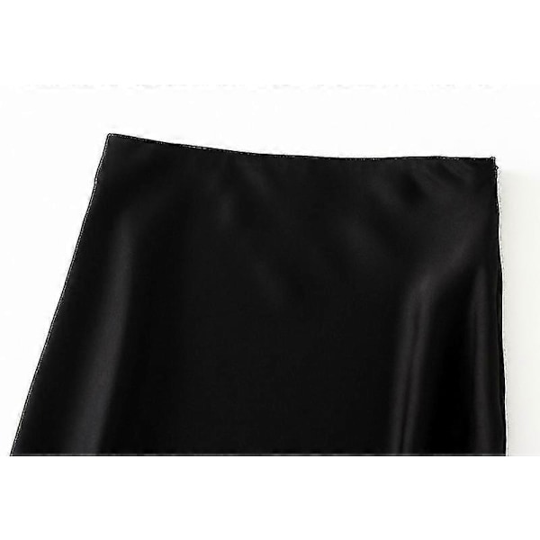 Sateng Midi Skjørt Høy Midje Lange Skjørt For Kvinner SSBgv Black XL