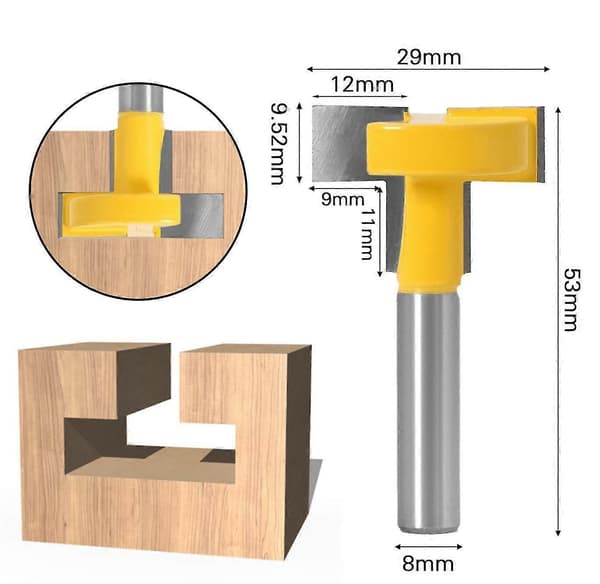 3-pack 8 mm T-spårsfräsar T-formade skärblad -Sy