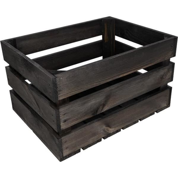 Opbevaringsboks - CREATIVE DECO - Sort Trækasse - 40 x 30 x 23 cm - Vintage - Holdbar Sort