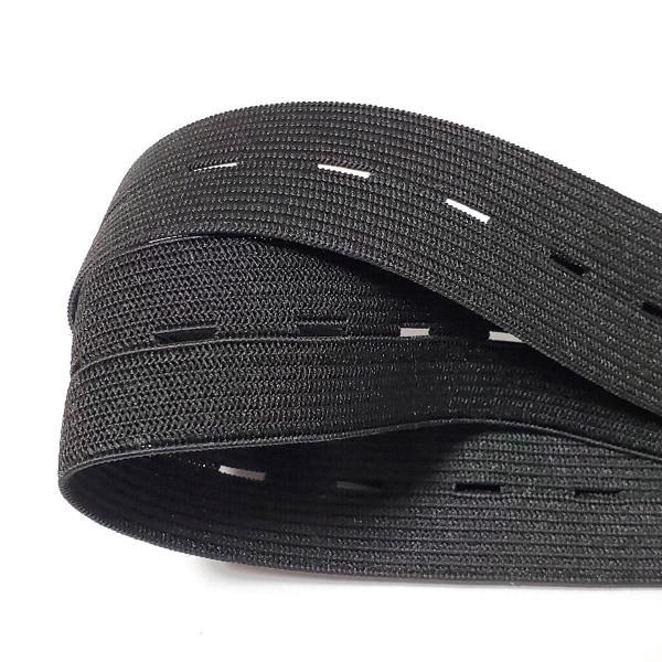 Elastiskt knapphålsband, praktiskt och mångsidigt, svart, bredd: 2 cm Bredd: 2cm