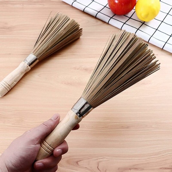 Bambus rensebørste med lange håndtag til husholdningskøkkener, restauranter, rengøringsudstyr, rene naturprodukter.