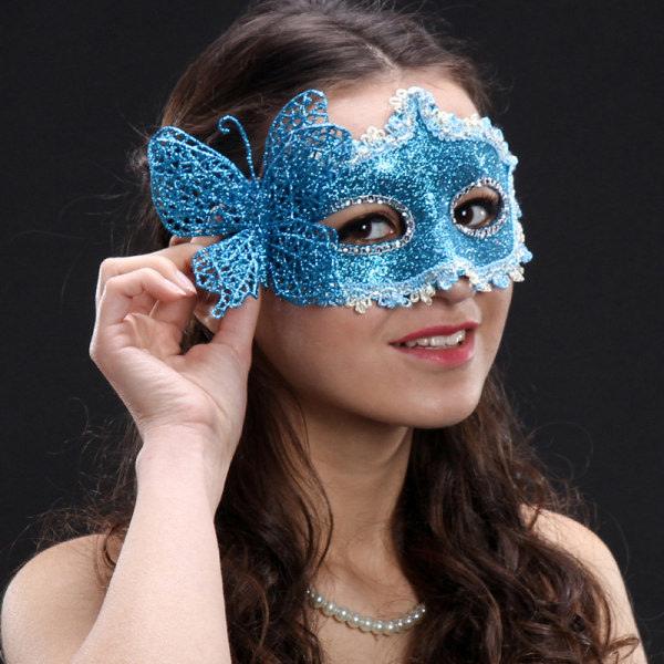 Mode Lyxig Venetiansk Maskeradmask Dam Flickor Sexig Rävmask Rose red