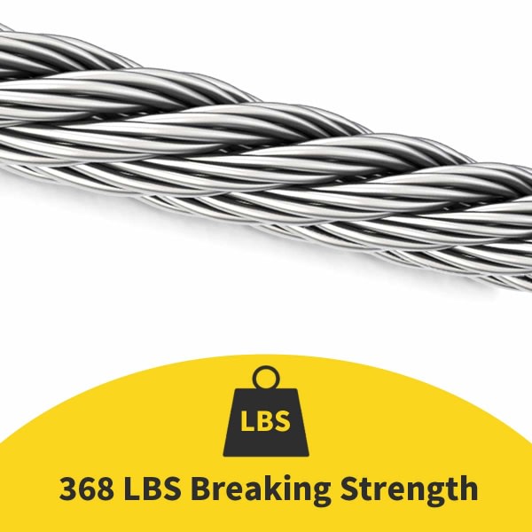 Wire, 1/16 ledning, 304 rustfri stålkabel, flykabel, ståltråd, 328 fot med 30-delers krympemuffer, dressingwire, nettingtråd,