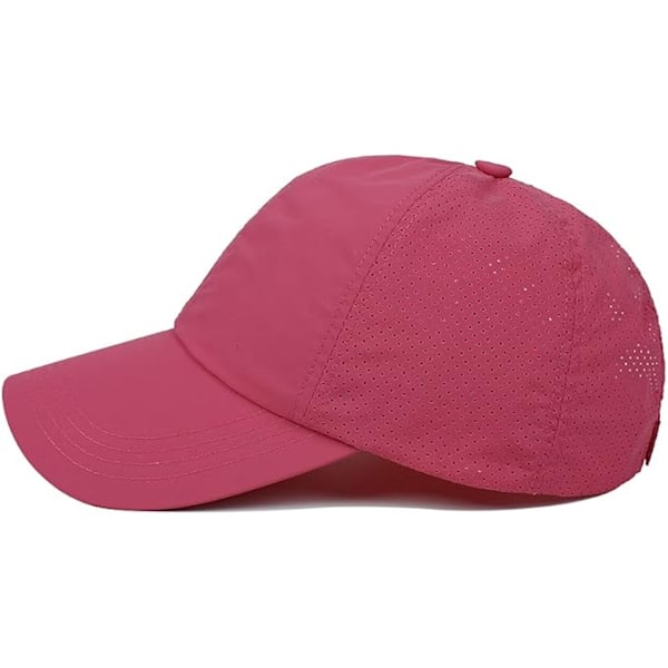 Dame Baseball Cap | Baseball Cap med hestehale | Klassisk justerbar mesh cap | Strandhatt | Solhatt for menn rose Red