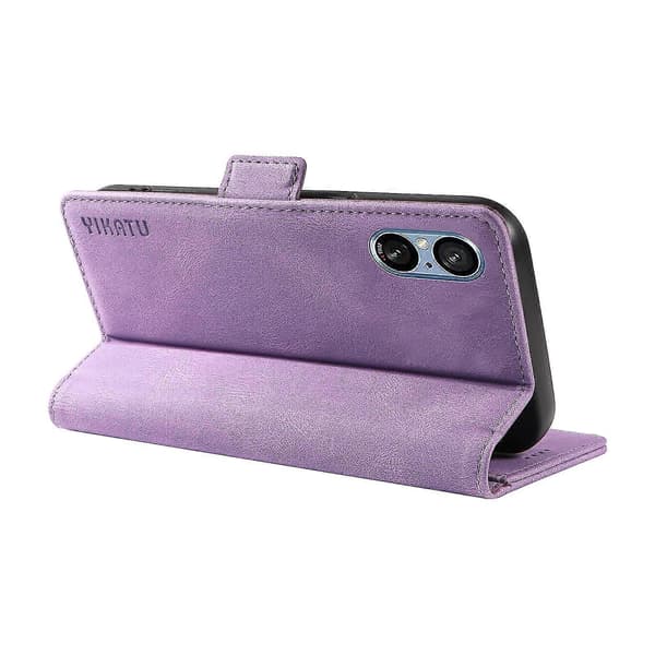 För Sony Xperia 5 V Läder Telefonfodral Vikbart Ställ Plånboksfodral Purple