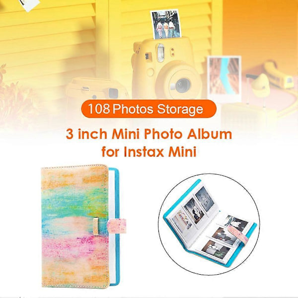 3-tommer Minio Album til Fujifilm Instax Mini 11 9 8+ 8 90 70 26 25 7s 50s, 108 Lommer Album Multicolor Style C