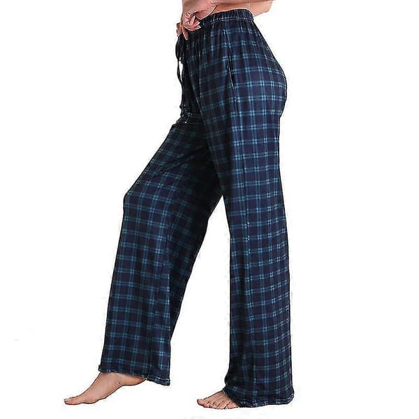 Dame Pyjamasbukser Stretch Lounge Bukser Plaid Pyjamasunderdele 2XL Navy