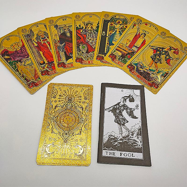 Nyt Plastik Rider Varmt Stemplet Guldfolie Tarot Eksklusivt Brætspil Spådomskort Til Samling Retro