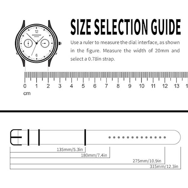 Urrem til ur i nylon - Blødt urrem til mænd og kvinder - Udskiftning af sejldug til smartwatch med spænde 20 mm