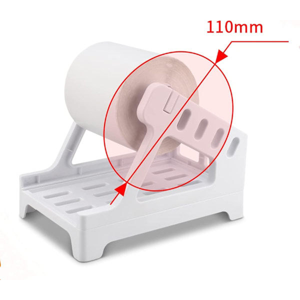 Etikettholder for termiske etikettruller og fanfoldede etiketter, etikettdispenser for 6x4 etiketter, tilbehør til termisk etikettskriver, elegant hvit design