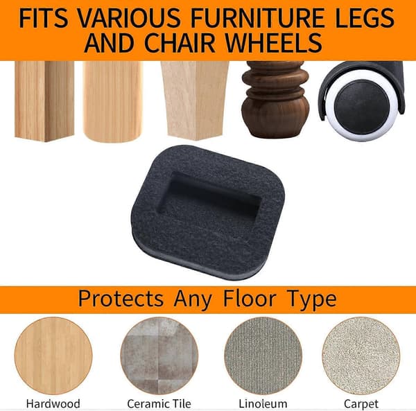 Filt Møbelunderlag Hjulkopper for Harde Tregulv, Filtbunn Møbelputer for Møbler, Sofaer, Senger, Stoler Forebygger Riper 5 Pcs Black