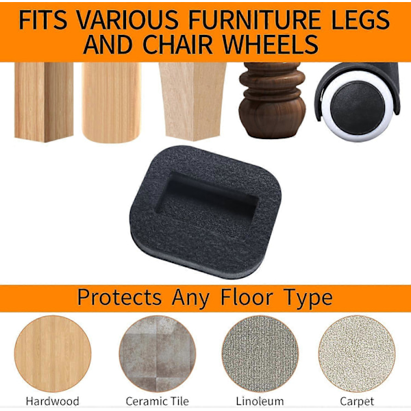 Filt Möbelunderlägg Hjulkoppar för Hårda Golv, Filtbotten Möbelkuddar för Möbler, Soffor, Sängar, Stolar Förhindrar Repor 5 Pcs Black