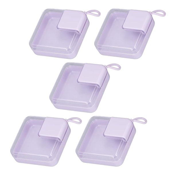 Powder Puff Travel Bag, 5 Pcs Makeup Powder Puff Storage Box Transparent Lid Face Makeup Blender Puff Travel Bag, Purple