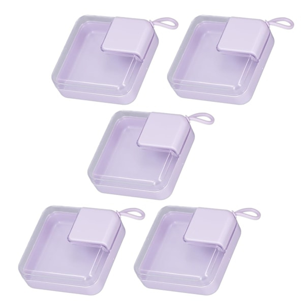 Puderpuff Reseväska, 5 st Sminkpuderpuff Förvaringslåda Transparent Lock Ansiktsmakeup Blender Puff Reseväska, Lila