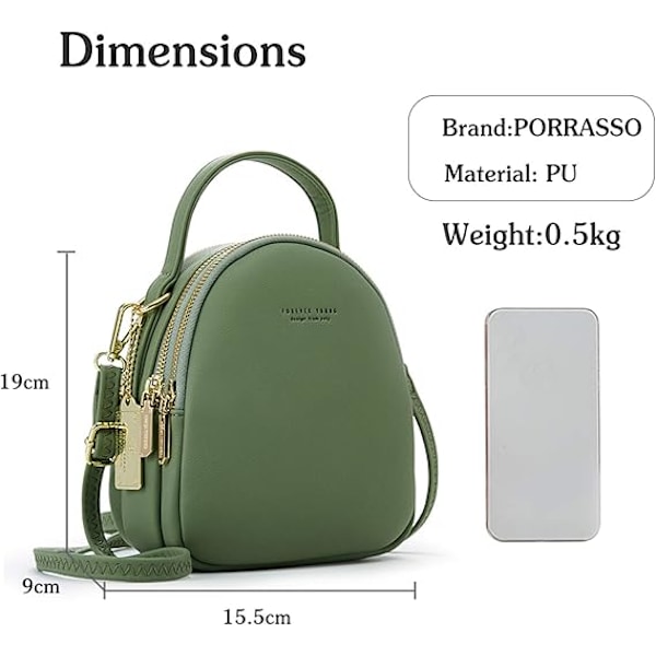 Mini Ryggsäck Dam Mode Handväska Flicka Vattentät Cross-body Väska med Hörlurs Hål Damer Läder Dagryggsäck Dating Resa Green