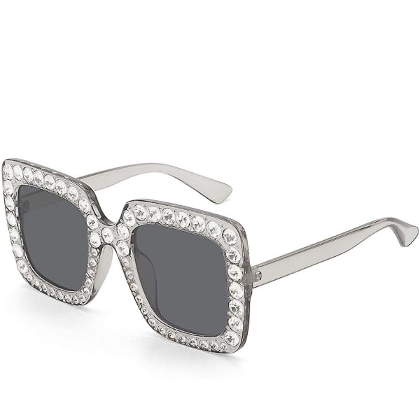 Klassiske solbriller med stort stel til kvinder med diamanter