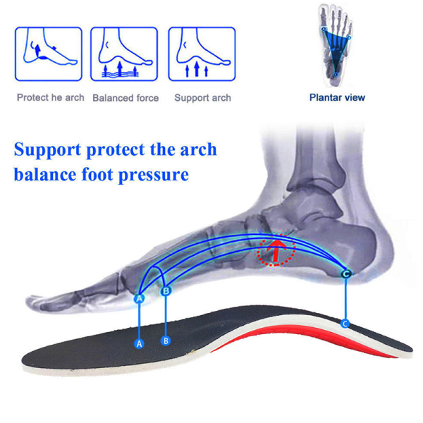 Ortopediskt dämpande innersulor välvda fötter avlastar träningstrycket M M