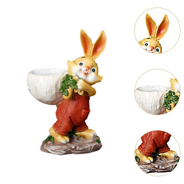 Påskhare Staty Blomkruka Balkongdekoration för Utomhusdekor Mångsidig Vit Yellow 16.7cmx11.5cmx25cm