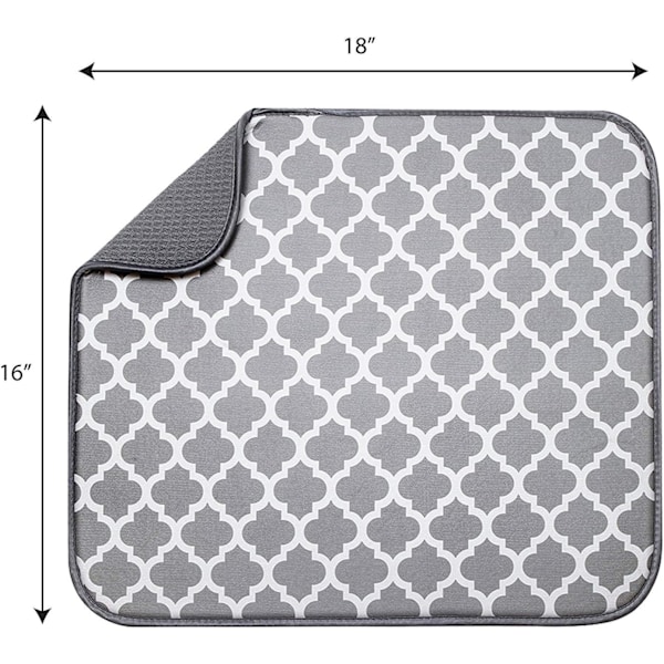 Mikrofiber tørremåtte til køkkenopvaskestativ, absorberende tørremåtte til opvask af glas, tallerken