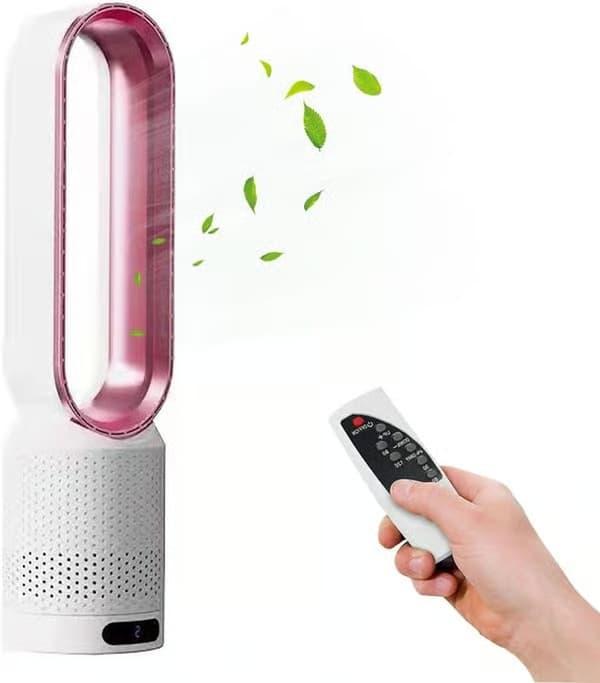 Bladeless gulv- og tårnvifte med 90° rotasjon, 120 min timer, 1-8 moduser, berøringspanel og enkel rengjøring Pink
