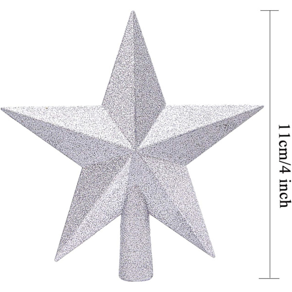 Pieni kimalteleva joulukuusen latvatähti - Särkymätön tähti (hopea, 11 cm)