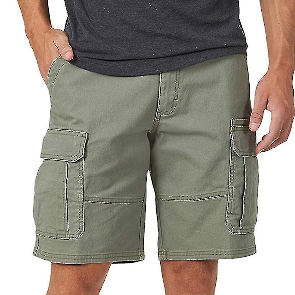 Miesten shortsit kesä rento monitoimitaskut suora lahje lyhyet housut Green 3XL