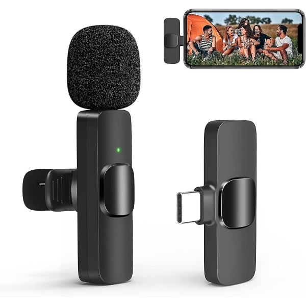 Wireless Lavalier Microphoneusb-c, Wireless Lapel Mic för Android för Tiktok, Youtube, Vlog