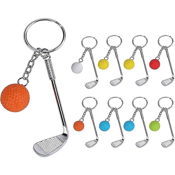 9 stk Moderigtigt metal golf nøglering golf nøgleringe, mini golf nøglering golf nøglering gave til mand, kvinde, børn, 6 farver