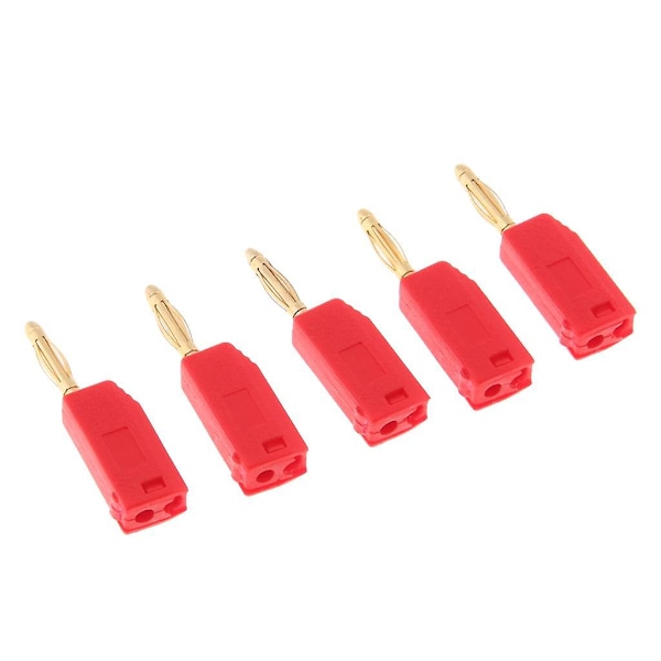 5 stk 2 mm Bananplugg for Testprober Instrument Meter Connector rød red as described