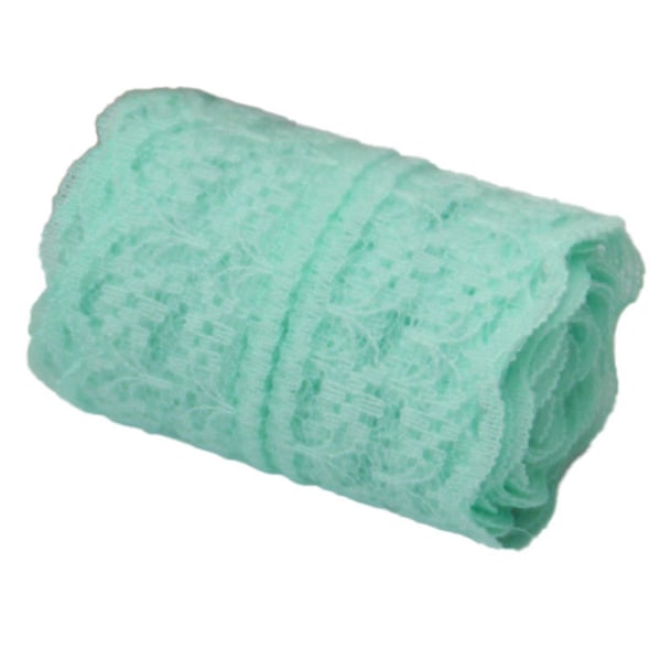 10m Spetsband Rulle 4.5cm Bred Oelastisk Färgrik Spets DIY Broderi Dekoration för Sömnad Light Blue