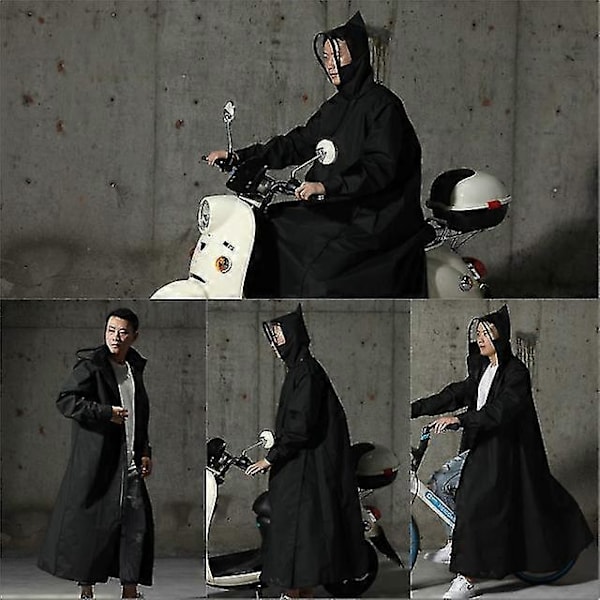 2023 Vespa Regnkläder Herr/Män Dragkedja Huva Poncho Motorcykel Regnkläder Lång Modell Vandring Poncho Miljövänliga Regn Regnkläder sommar-Yvan Black2 xL