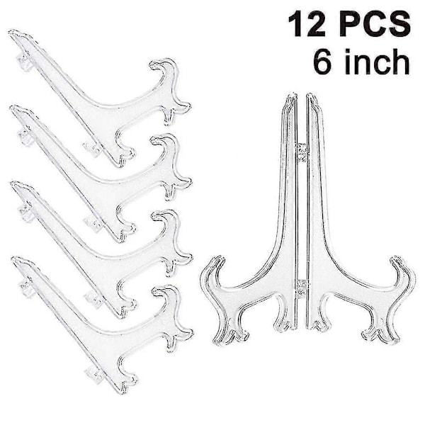 12 stk. Plastik Staffeli Pladeholdere, Pladeholdere, Foldbare Plader, Display Stativer Til Præsentation Af Samlingsplader, Skålholdere, Bøger, P 6 Tommer