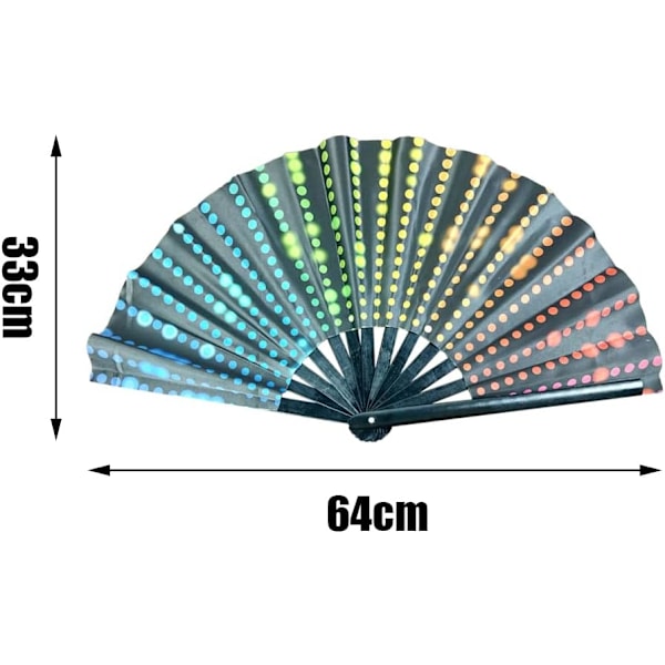 Kvinner/Menn Stor Foldbar Hånd Rave Vifte Bambus og Nylon-Stoff Foldbar Hånd Vifte Neon Mønster Foldbar Vifte for Dans, Festivaler, etc