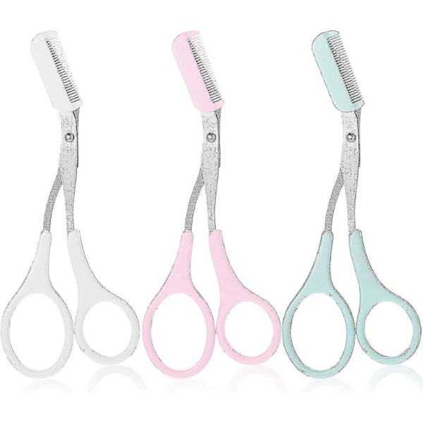 Øjenbrynstrimmer Saks Med Kam Øjenbrynsformende Saks Skridsikkert Fingergreb Hårfjerning Plejetilbehør Til Mænd Kvinder (sort, Pink, Blå)-C pink white