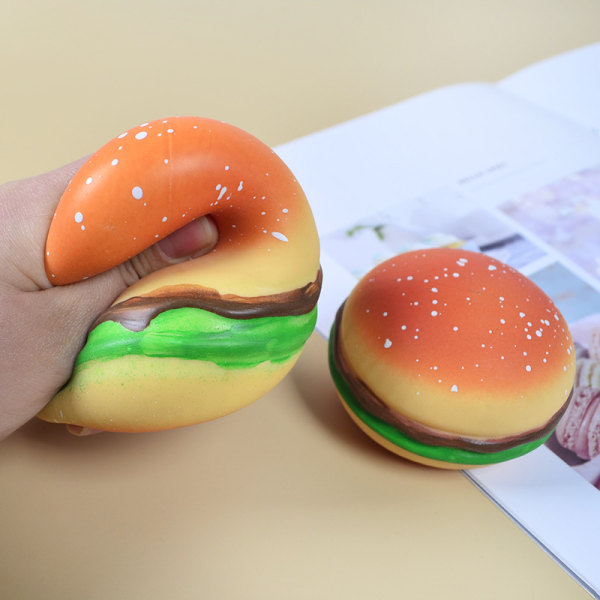 Burger Stressboll 3D Squishy Hamburger Fidget Toys Silikon Dekompression Silikon Squeeze Fidget Ball Fidget Sensorisk leksak