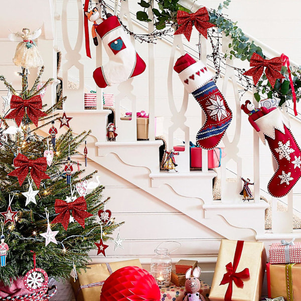 5 stk Glitter Julekuler, Små Julekuler, Glitterkuler til Julekranser, Kranser, Trepynt, Rød