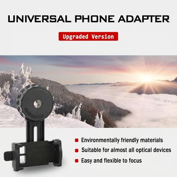 Universal Telefonadapter - Adapter til Kikkerter, Teleskop, Monokulær, Observationskikkert, Mikroskop - Passer til de fleste smartphones