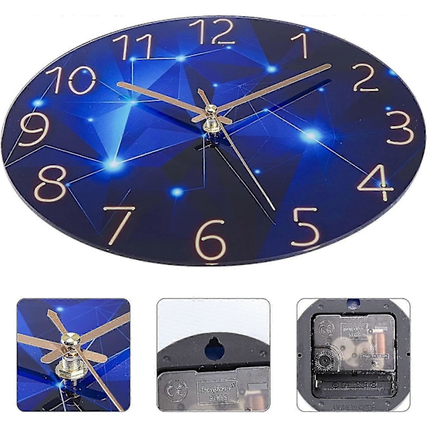 Væg ur uden tikkende lyd, lydløs, moderne, 30 cm kvarts vægur starry sky