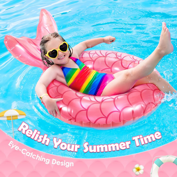 Uppblåsbara badringar, pool simring flytring flytboj, sommarvatten kul strandfest simbassäng leksaker för barn Rose Gold