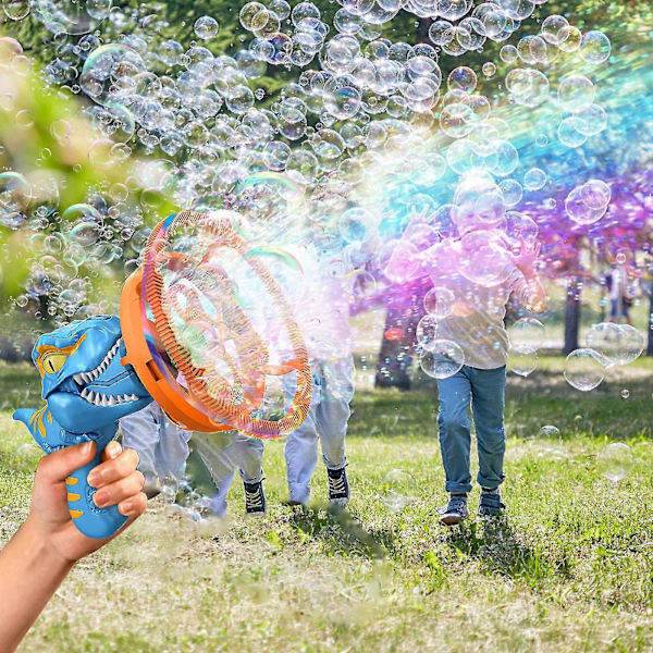 Boble Dinosaur Boblemaskine Blæser Elektrisk Vindmølle Sommer Strand Boder Legetøj Til Børn Blue One Size