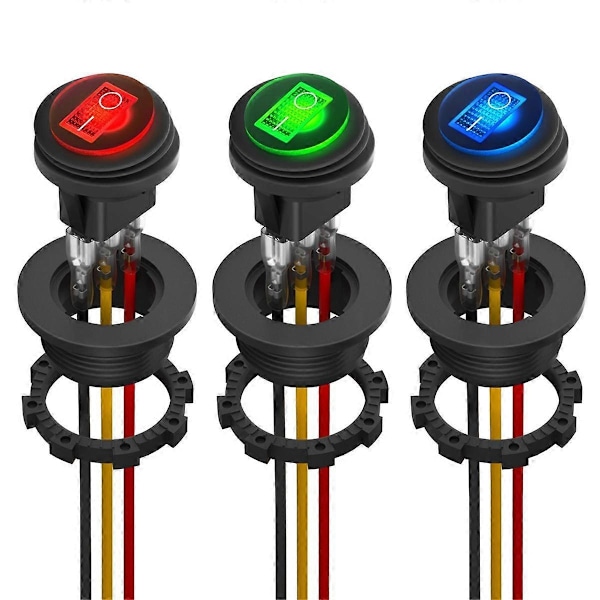 Pyöreä keinukytkin 12V 20A UL-hyväksytty vedenpitävä merikäyttöön tarkoitettu pyöreä vipukytkin LED-valolla, on/off