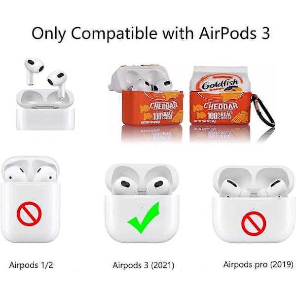 Passform designad för Airpods 3:e generationen 2021, Silikon Tecknad Söt Fodral Skyddande Stötsäkra Skal för Airpods 3 Goldfish standard