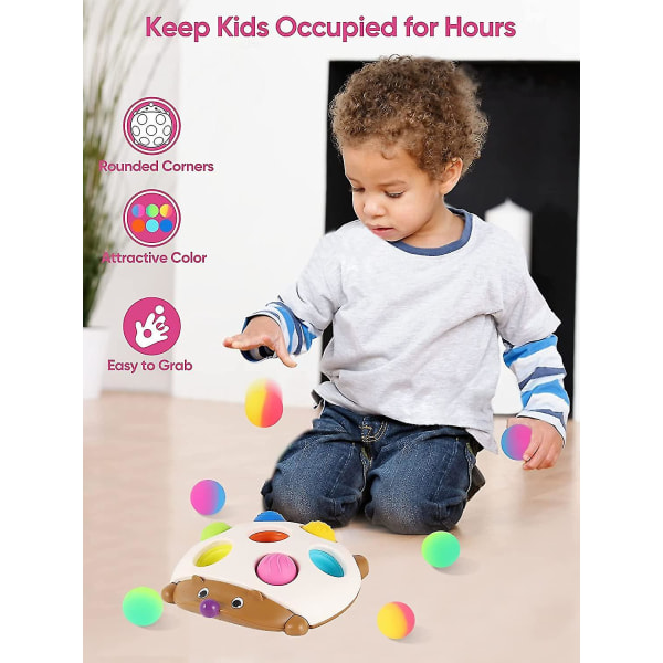Simple Dimple Fidget Popper Sanselegetøj, rejselegetøj til småbørn 1-3, tidlig læring og uddannelseslegetøj til finmotorik med 7 hoppebolde til B
