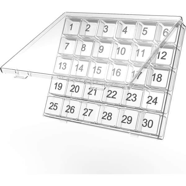 Monthly Pill Organiser Once a Day - 30 Day Pill Organiser Box - Easy to Open - Large Compartments Portable Case for Travel