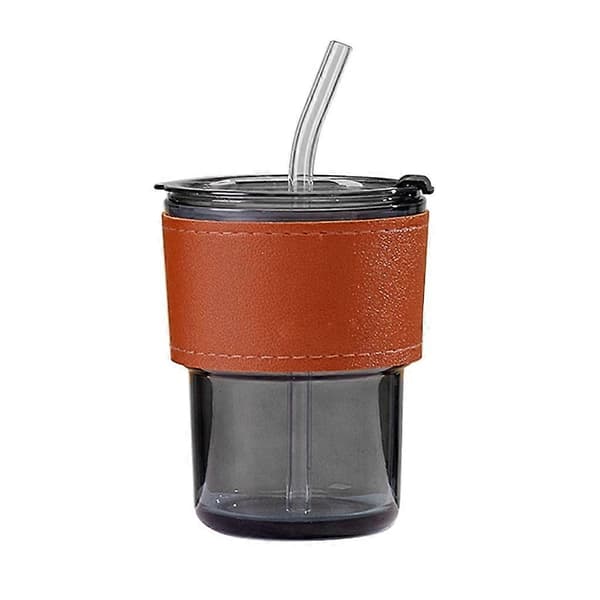 Glasmuggar med Sugrör, Resemuggar för Iskaffe, Stora Pärljuicer Smoke grey