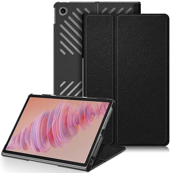 For Lenovo Tab Plus 11,5 tommers TB351FU etui med varmespredning, stativ og lærdeksel Black