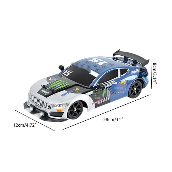 Fjernstyrt bil Rc Driftbil 1:16 Skala 4wd 18km/t Høyhastighetsmodellbil 2.4ghz Med Led-lys Spraygummidekk Racing Sportsleketøysbil For Voksen Mustang