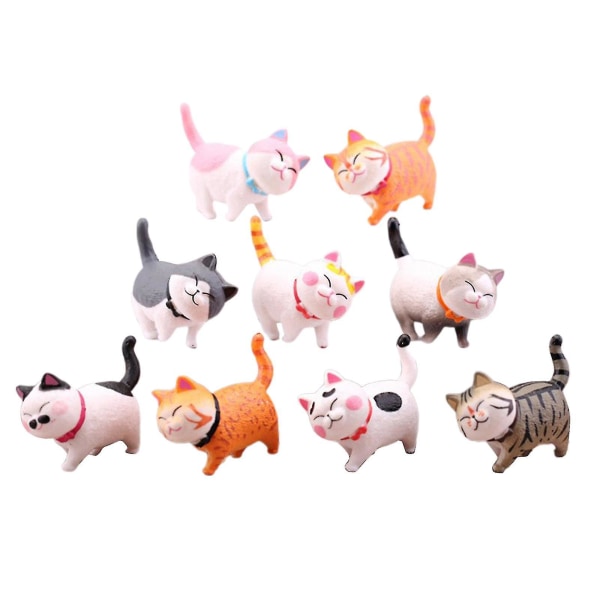 Cake Topper Miniatyyri kissan eläinfiguurit Kestävät pöytäkoristeet 9 kpl Creative Kodinsisustus Pienoiskissafiguurit B