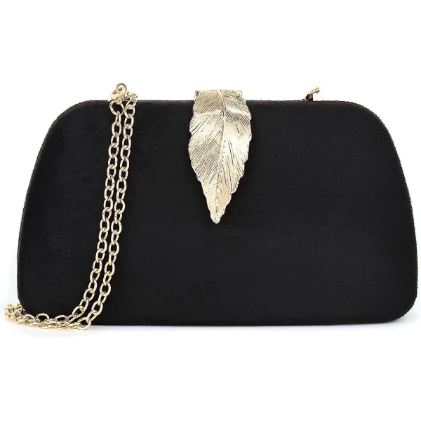 Clutch Laukut naisille Suede Party Evening Bag Metallinen sulkeminen Black